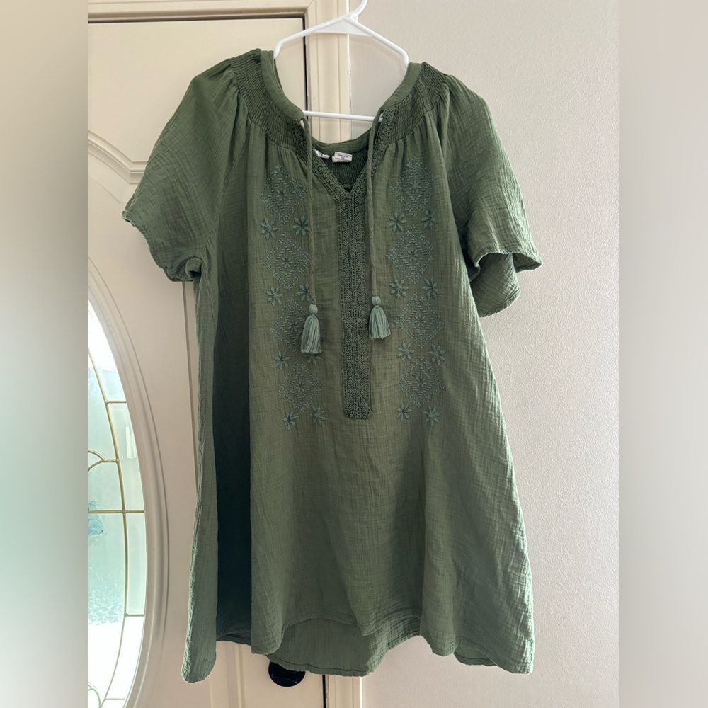 LUCKY BRAND embroidered linen swing dress